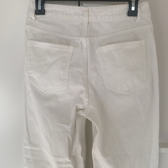 SHEIN White High Waisted Jeans Wide Leg Cotton Raw Hem Women’s Size Petite S EUC - Picture 3 of 9